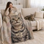 Personalised Oil Painting Style Pet Photo Soft Throw Blanket with Name Home Decor Birthday Pet Memorial Gift for Pet Lovers