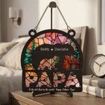 Personalize Bear Father and Kid Acrylic Suncatcher with Names and Text Window Hanging Home Decor Father's Day Gift for Father