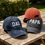 Personalized Embroidered Dad 100% Cotton Retro Baseball Cap with 1-6 Names Father's Day Birthday Gift for Man