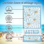 Serviette de plage florale personnalisée avec nom - Séchage rapide et super absorbant - Cadeau de vacances estivales pour les femmes