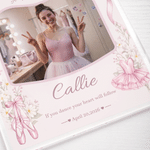 Personalized Pink Shining Ballet Moment Name Acrylic Photo Frame Ornament with Photo and Wood Base Anniversary Birthday Gift for Ballet Lovers