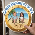 Personalised Cartoon Character Design Photo Cruise Door Magnet with Name Home Decor Birthday Summer Travel Gift for Couple