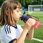 Personalised Multicolour Handball Pose Silhouette Water Bottle with Name and Number Daily Drinking Travel Birthday Gift for Handball Player Sport Lover