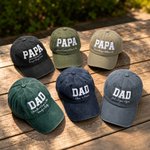 Personalized Embroidered Dad 100% Cotton Retro Baseball Cap with 1-6 Names Father's Day Birthday Gift for Man