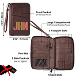 Personalized Multicolor Initials Large Capacity PU Leather Wallet with Wrist Strap Travel Essential Family Gift for Traveler Couple