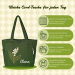 Personalisierte Cord Tragetasche mit Geburtsblume Initiale & Namen | Strickoptik | Tote Bag | Shopper | Reisezubehör | Geburtstag Geschenk für Frauen