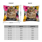 Personalized Graffiti Oil Painting Style Pet Photo Soft Throw Pillow Cover with Name Adoption Anniversary Birthday Gift for Cat Dog Pet Owner