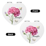 Personalizado Nacimiento Flor Mariposa Compacto PU Cuero Corazón Redondo Cuadrado Espejo de Maquillaje con Nombre Cumpleaños Fiesta de Bodas Regalo para Mujeres