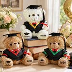 Personalised Graduation Cap Bachelor's Gown Plush Stuffed Teddy Bear with Year and Name Graduation Party Ceremony Gift for Graduates