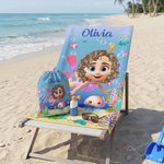 Personalized Cute 3D Diving Kid Sea Animal Oversized Quick Dry Magnetic Beach Towel with Name Summer Vacation Beach Party Birthday Gift for Boys Girls