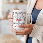 Personalised Hands Are Full Heart Floral 11 oz 15 oz Ceramic Mug with Name Birthday Anniversary Gift for Mum Gran