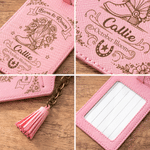 Etiqueta de equipaje personalizada de cuero sintético «Vintage Western Cowgirl», con flor del mes de nacimiento y el mensaje «Born to Roam», con nombre, ideal como regalo de viaje o para las vacacione