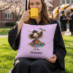 Personalised Quirky Girl Soft Cushion Cover with Name Room Decor Graduation Party Birthday Gift for Girls Graduates
