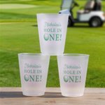Personalised Hole in One Golf Cart Set of 10 Disposable Frosted Plastic Cups with Name Birthday Party Gift for New Parents