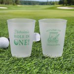 Personalised Hole in One Golf Cart Set of 10 Disposable Frosted Plastic Cups with Name Birthday Party Gift for New Parents