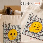Personalized Playful emoji Scene Canvas Tote Bag with Colour-Blocking Name Daily Use Birthday Gift for Kids Women | Callie × emoji ™