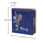 Porte-bloc-notes adhésif classique en cuir PU, personnalisé avec la fleur de naissance multicolore et le prénom, organiseur de bureau – Cadeau d'anniversaire pour le bureau, pour collègues et amis