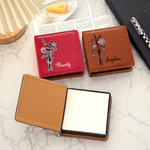 Porte-bloc-notes adhésif classique en cuir PU, personnalisé avec la fleur de naissance multicolore et le prénom, organiseur de bureau – Cadeau d'anniversaire pour le bureau, pour collègues et amis