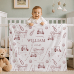 Personalized Golf Element Design Tassel Soft Throw Baby Blanket with Name Home Decor Baby Shower Birthday Gift for Newborns New Parents