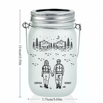 Personalised Tree and Mountain Romantic Adventure Couple Mason Jar Light with Names Room Decor Anniversary Gift for Husband Wife Couples