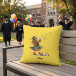 Personalised Quirky Girl Soft Cushion Cover with Name Room Decor Graduation Party Birthday Gift for Girls Graduates