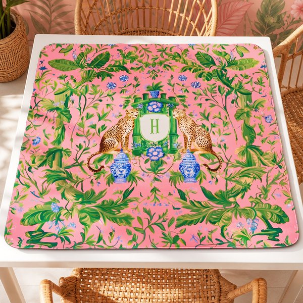 Tappetino da mahjong antiscivolo personalizzato con sacchetto per riporre le foglie di palma, regalo di compleanno per gli amanti del mahjong.