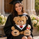 Personalised Graduation Cap Bachelor's Gown Plush Stuffed Teddy Bear with Year and Name Graduation Party Ceremony Gift for Graduates
