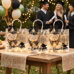 Personalised Grad Cap Diploma Scroll Clear Gift Bag with Name Year School Name and Black Bow Daily Use Graduation Gift for Graduates