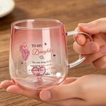 Personalized Birth Flower 3D Heart Ornament Heat Resistant Glass Mug with Name First Mother's Day for Daughter