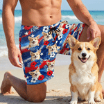 Personalised National Flag Star Hibiscus 1-3 Photos Quick Dry Swim Trunks Beach Shorts Summer Holiday Beach Party Birthday Gift for Dad Grandad Man