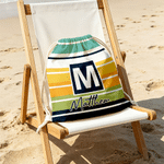 Personalised Striped Drawstring Beach Backpack with Name and Initial Beach Party Birthday Gift for Friends Adults