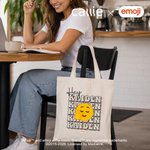 Personalized Playful emoji Scene Canvas Tote Bag with Colour-Blocking Name Daily Use Birthday Gift for Kids Women | Callie × emoji ™