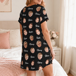Personalised Multicolour 1-3 Photos Comfortable Soft Nightdress with Name Daily Wear Birthday Gift for Woman Mum