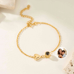 Personalised Photo Micro-Projection Heart Bracelet Dainty Jewellery Anniversary Birthday Gift for Mum Woman Girlfriend