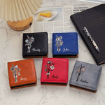 Porte-bloc-notes adhésif classique en cuir PU, personnalisé avec la fleur de naissance multicolore et le prénom, organiseur de bureau – Cadeau d'anniversaire pour le bureau, pour collègues et amis