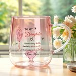 Personalized Birth Flower 3D Heart Ornament Heat Resistant Glass Mug with Name First Mother's Day for Daughter