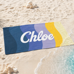 Personalised Classic Stripe Oversized Quick Dry Beach Towel with Name Summer Vacation Beach Party Birthday Gift for Friends Family