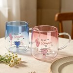 Personalized Birth Flower 3D Heart Ornament Heat Resistant Glass Mug with Name First Mother's Day for Daughter
