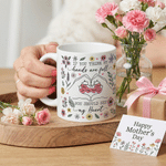 Personalised Hands Are Full Heart Floral 11 oz 15 oz Ceramic Mug with Name Birthday Anniversary Gift for Mum Gran