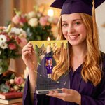 Personalised He/She Did It Cartoon Character Acrylic Plaque with Base and Name Desk Decor Graduation Anniversary Gift for Graduate Student