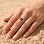 Personalised Sea Turtle Sterling Silver Ring with 1-8 Small Birthstones Dainty Jewellery Mother's Day Birthday Anniversary Gift for Mum Gran