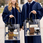 Personalised Grad Cap Diploma Scroll Clear Gift Bag with Name Year School Name and Black Bow Daily Use Graduation Gift for Graduates