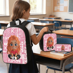 Personalised  Cartoon Character Backpack Lunch Bag Pencil Case Set with Name Daily Use Back to School Birthday Gift for Child Girl Boy