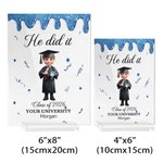 Personalised He/She Did It Cartoon Character Acrylic Plaque with Base and Name Desk Decor Graduation Anniversary Gift for Graduate Student