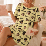 Personalised Multicolour 1-3 Photos Comfortable Soft Nightdress with Name Daily Wear Birthday Gift for Woman Mum