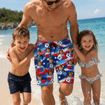 Personalised National Flag Star Hibiscus 1-3 Photos Quick Dry Swim Trunks Beach Shorts Summer Holiday Beach Party Birthday Gift for Dad Grandad Man