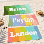 Personalised Classic Stripe Oversized Quick Dry Beach Towel with Name Summer Vacation Beach Party Birthday Gift for Friends Family