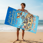 Personalised Hippie Style Skull Oversized Quick Dry Beach Towel with Name Summer Holiday Beach Party Gift for Family Friends