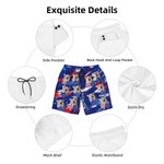 Personalised National Flag Star Hibiscus 1-3 Photos Quick Dry Swim Trunks Beach Shorts Summer Holiday Beach Party Birthday Gift for Dad Grandad Man