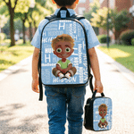 Personalised  Cartoon Character Backpack Lunch Bag Pencil Case Set with Name Daily Use Back to School Birthday Gift for Child Girl Boy